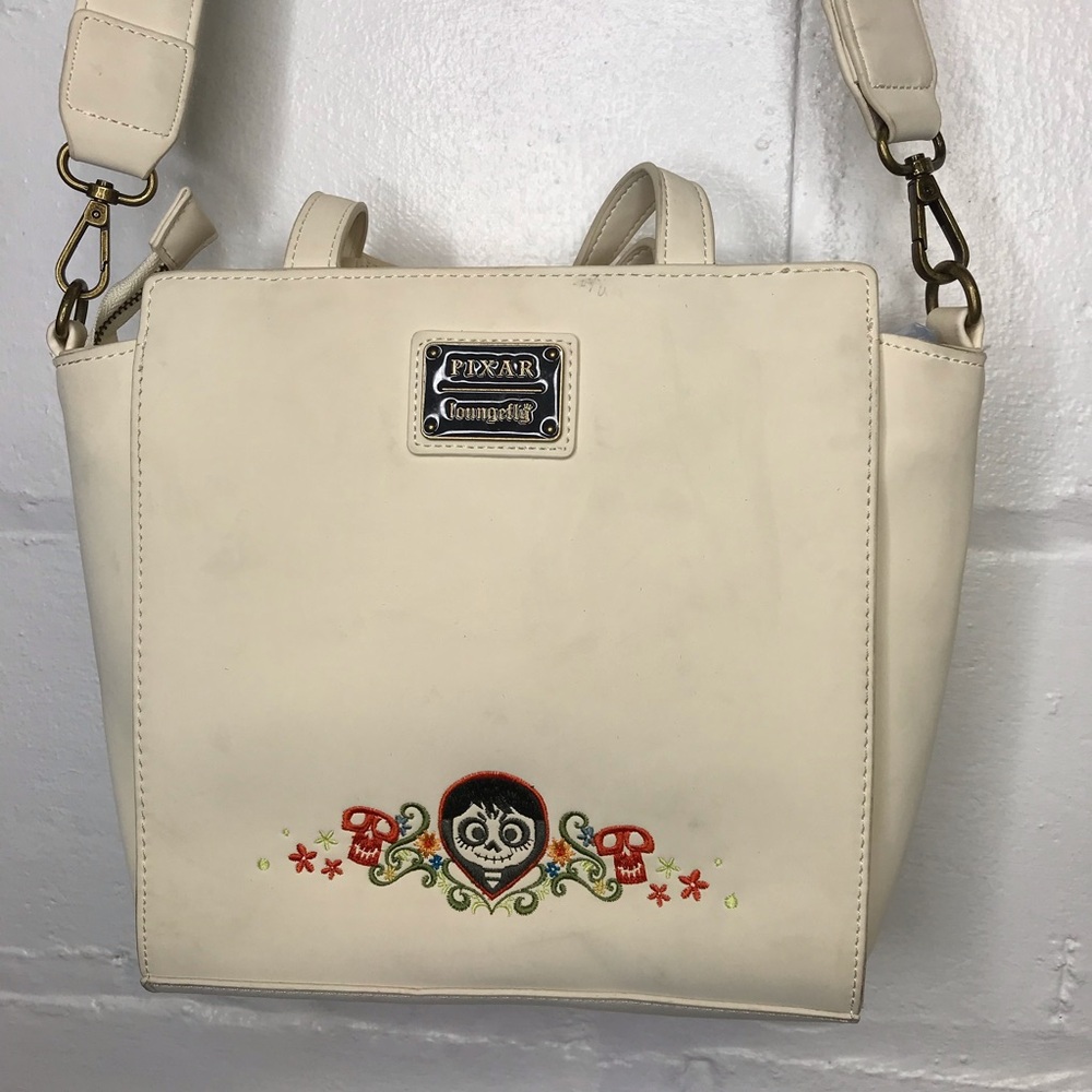 Loungefly Disney Pixar Coco Floral Guitar Crossbody Bag Tote Purse - Picture 8 of 15